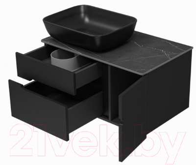 Тумба под умывальник Misty Роял 80 / П-Роя-01080-021П2Я (подвесная, черный)