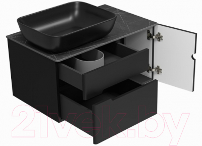 Тумба под умывальник Misty Роял 80 / П-Роя-01080-021П2Я (подвесная, черный)