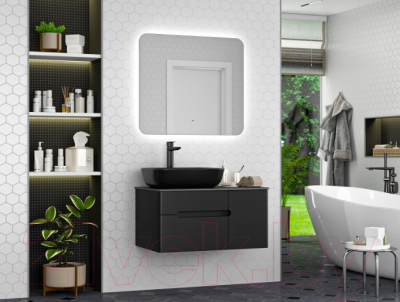 Тумба под умывальник Misty Роял 80 / П-Роя-01080-021П2Я (подвесная, черный)