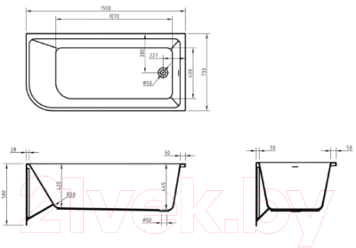 Ванна акриловая BelBagno BB712-1500-730-R