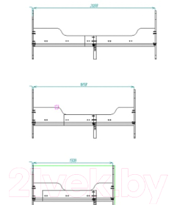 Односпальная кровать детская Polini Kids Fun 3200