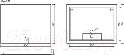 Зеркало Sancos Square 90x70 / SQ900