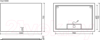 Зеркало Sancos Square 100x70 / SQ1000