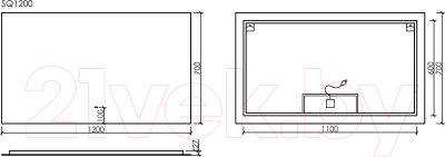 Зеркало Sancos Square 120x70 / SQ1200