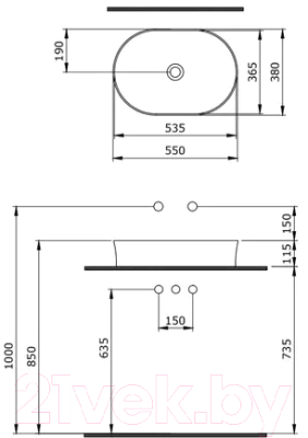 Умывальник Berges Ego SL 181212 (антрацит матовый)