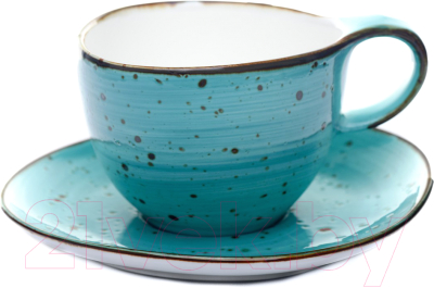 Чашка с блюдцем Elrington Хорека Бирюза / 206-55008 - фото
