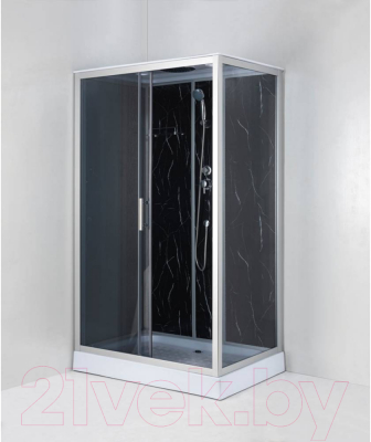 Душевая кабина Водный мир ВМ7771 120x80 (черный мрамор/тонированное стекло)