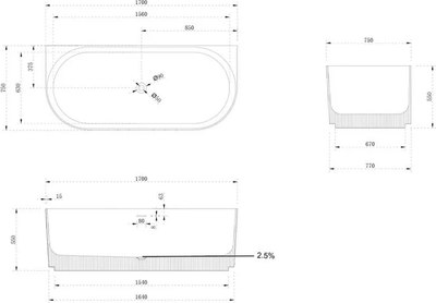 Ванна из искусственного камня Abber Stein AS9630
