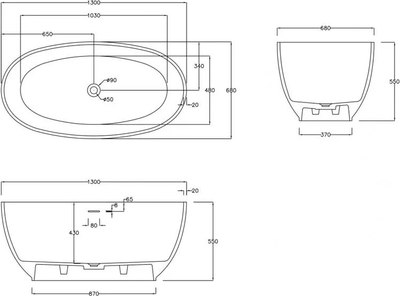 Ванна из искусственного камня Abber Stein AS9641-1.3
