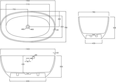 Ванна из искусственного камня Abber Stein AS9641-1.4