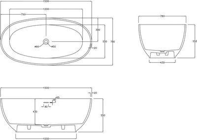 Ванна из искусственного камня Abber Stein AS9641-1.5