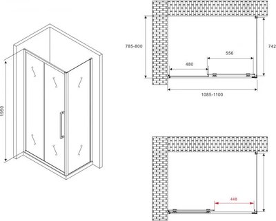 Душевой уголок Abber Schwarzer Diamant AG30110BMH-S80BM