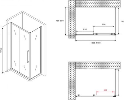 Душевой уголок Abber Schwarzer Diamant AG30140BMH-S80BM