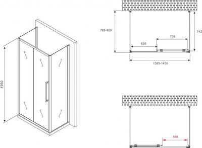 Душевой уголок Abber Schwarzer Diamant AG30140BMH-S80BM-S80BM