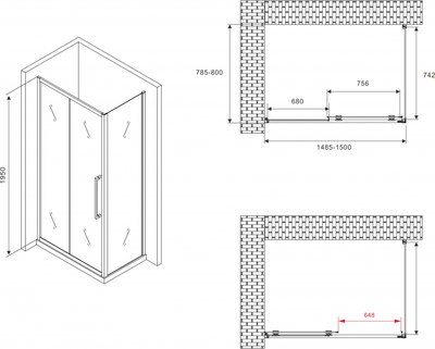 Душевой уголок Abber Schwarzer Diamant AG30150BMH-S80BM