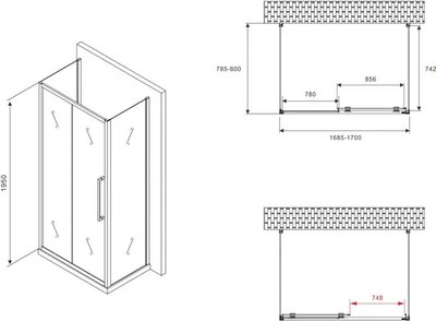 Душевой уголок Abber Schwarzer Diamant AG30170BMH-S80BM-S80BM