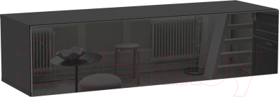 Шкаф навесной НК Мебель Point тип-35 / 71778724 (черный/черный глянец) - фото