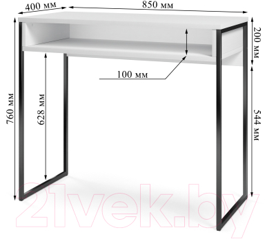 Письменный стол ГМЦ СПМ-4 Metal (белый/черный)