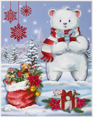 Набор наклеек на окно Золотая сказка Медвежонок / 591923 - фото