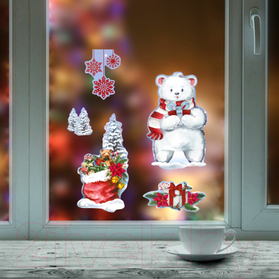 Набор наклеек на окно Золотая сказка Медвежонок / 591923