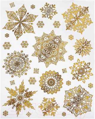 Набор наклеек на окно Золотая сказка Снежинки / 591927 - фото