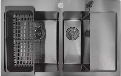 Мойка кухонная STELLAR Decor S7850NB-2L-D (нано черный) - фото