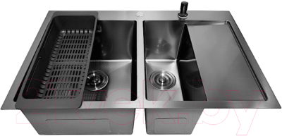 Мойка кухонная STELLAR Decor S7850NB-2L-D (нано черный)
