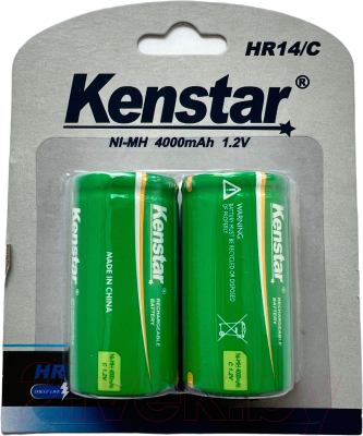 Комплект аккумуляторов Kenstar HR14/С Ni-Mh 4000mAh BL-2 / KS-HR14-4000-BL2 - фото