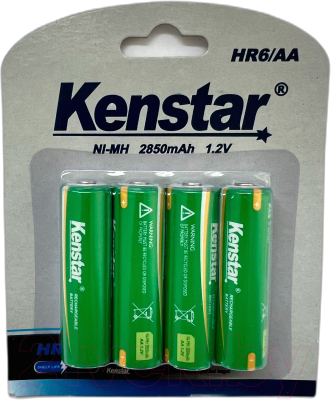 Комплект аккумуляторов Kenstar HR6/AA Ni-Mh 2850mAh BL-4 / KS-HR6-2850-BL4 - фото