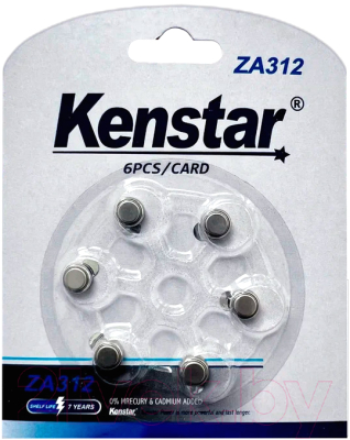 Комплект батареек Kenstar ZA312 BL-6 Zinc Air / KS-ZA312-BL6  - фото