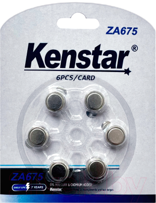 Комплект батареек Kenstar ZA675 BL-6 Zinc Air / KS-ZA675-BL6 - фото