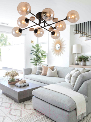 Потолочный светильник Mirastyle MH-1491B/8 BK+WOOD