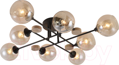 Потолочный светильник Mirastyle MH-1491B/8 BK+WOOD