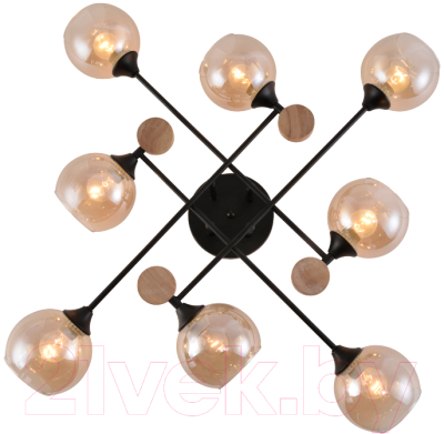 Потолочный светильник Mirastyle MH-1491B/8 BK+WOOD