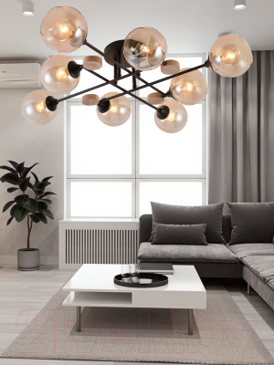 Потолочный светильник Mirastyle MH-1491B/8 BK+WOOD