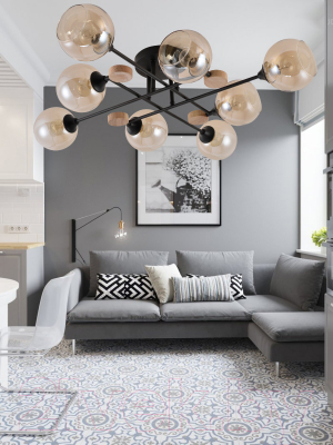 Потолочный светильник Mirastyle MH-1491B/8 BK+WOOD