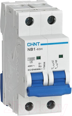 Выключатель автоматический Chint NB1-63H 2P 3A 10кА C (R) / 179830 - фото