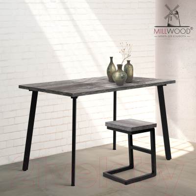 Обеденный стол Millwood Шанхай 120x70x75 (сосна пасадена/металл черный)