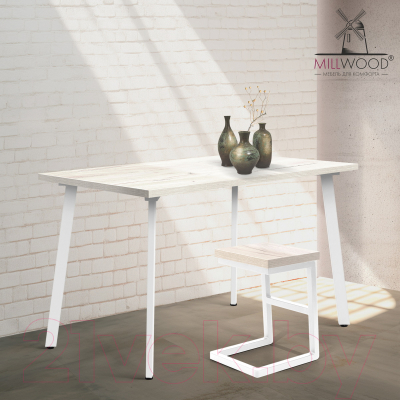 Обеденный стол Millwood Шанхай 120x70x75 (дуб белый Craft/металл белый)
