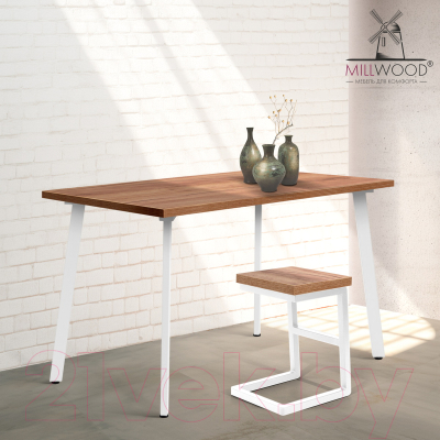 Обеденный стол Millwood Шанхай 120x70x75 (дуб табачный Craft/металл белый)