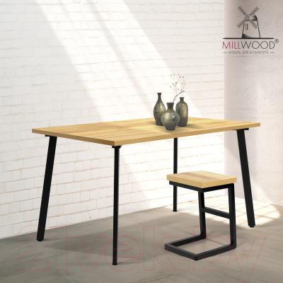 Обеденный стол Millwood Шанхай 130x80x75 (дуб золотой Craft/металл черный)