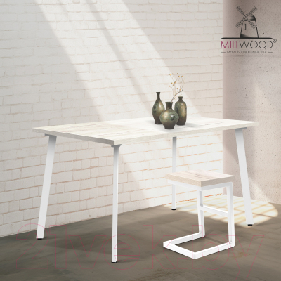 Обеденный стол Millwood Шанхай 130x80x75 (дуб белый Craft/металл белый)