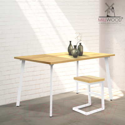 Обеденный стол Millwood Шанхай 130x80x75 (дуб золотой Craft/металл белый)