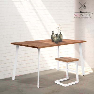 Обеденный стол Millwood Шанхай 130x80x75 (дуб табачный Craft/металл белый)