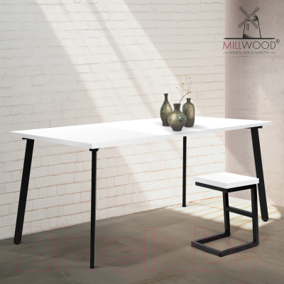 Обеденный стол Millwood Шанхай 160x80x75 (белый/металл черный)