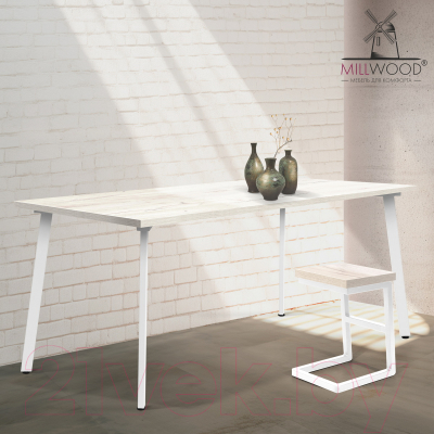 Обеденный стол Millwood Шанхай 160x80x75 (дуб белый Craft/металл белый)