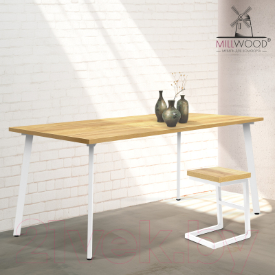 Обеденный стол Millwood Шанхай 160x80x75 (дуб золотой Craft/металл белый)