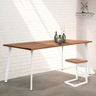 Обеденный стол Millwood Шанхай 160x80x75 (дуб табачный Craft/металл белый)