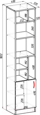 Стеллаж Мебель-Класс Имидж-1 (венге/ясень шимо светлый)