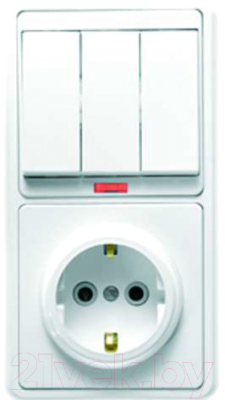 Блок выключатель+розетка Кунцево-Электро БКВР 054 Белла - фото